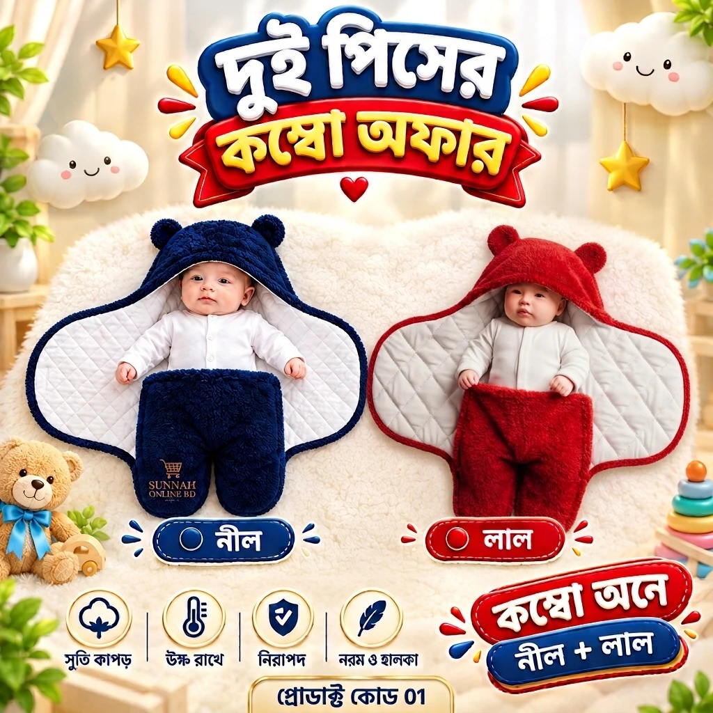 Baby Blanket Blue + Red Color  Combo Offer